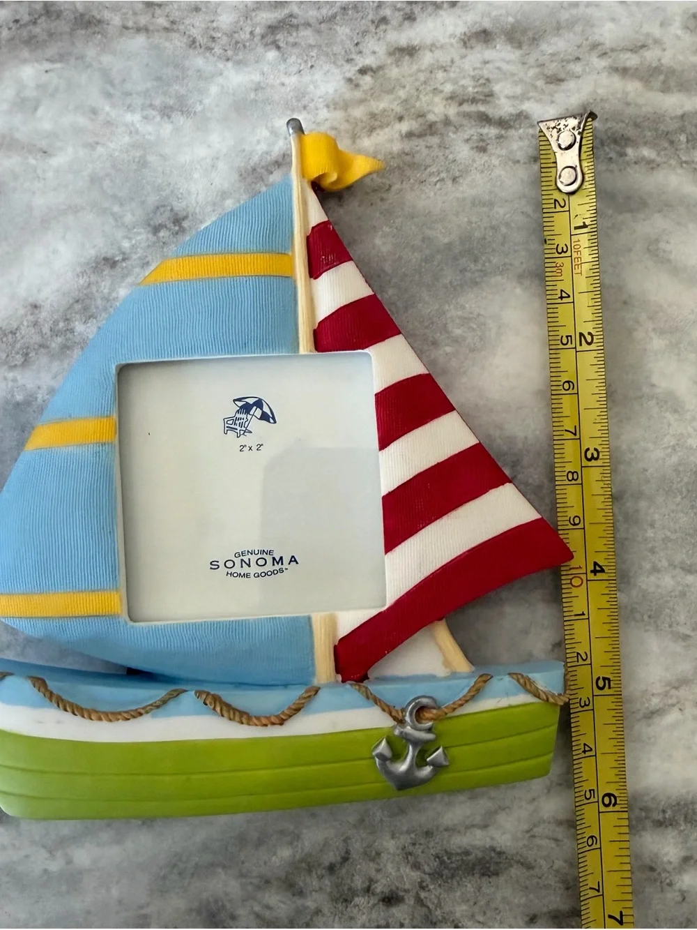 Sonoma Kids Sailboat Photo Frame in Blue, Red & Yellow